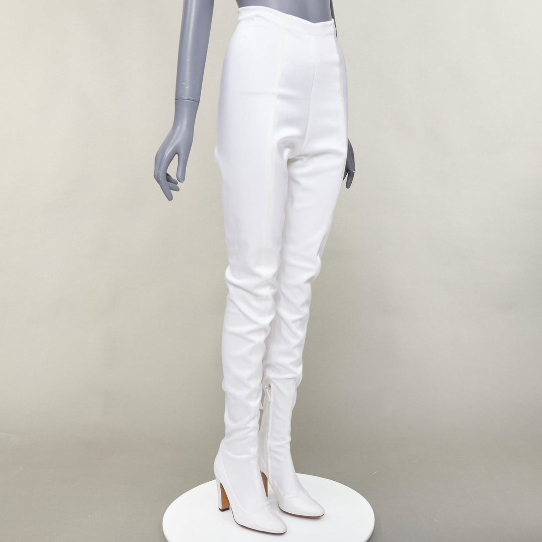 ALEXANDRE VAUTHIER white satin silver crystal block heel pantashoes EU40