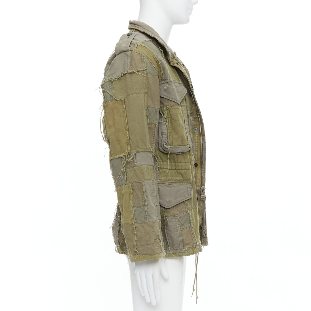 JUNYA WATANABE 2006 M65 green frayed patchwork field coat XS