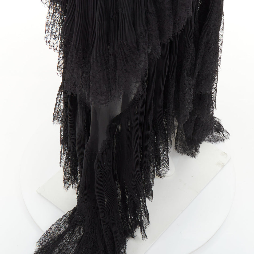 ALEXANDRE VAUTHIER COUTURE 2018 Runway black sheer lace tiered ruffle dress gown