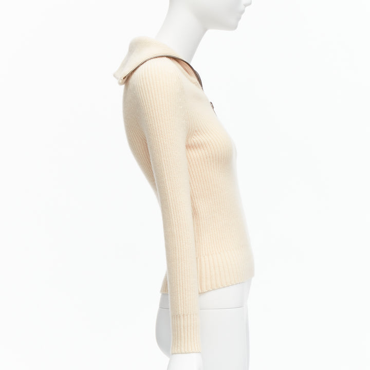 Female mannequin wearing Petar Petrov Cream Cashmere Women Sweater in Size FR34 | Available at JHROP