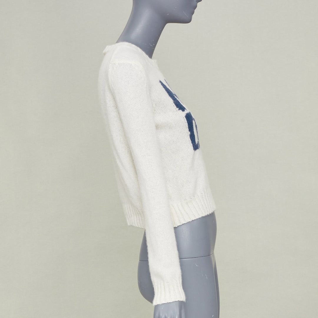 DIOR 2024 Miss Dior graffiti intarsia ecru white cashmere silk sweater FR34 XS