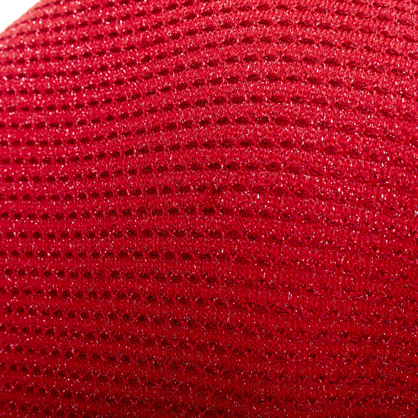 ST JOHN COUTURE red metallic tweed knit crystal buttons peplum blazer US6 M