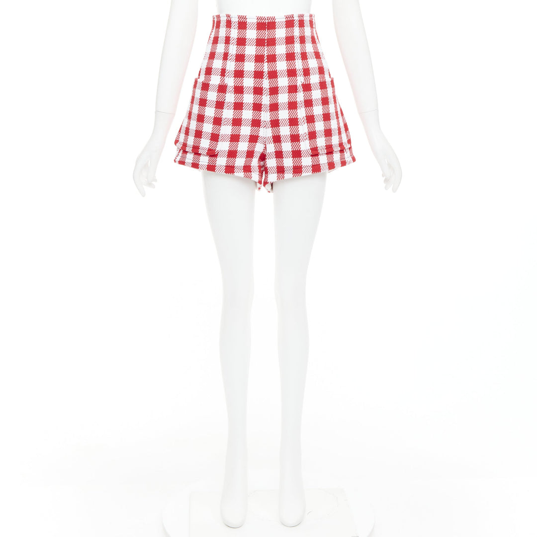 PHILOSOPHY Lorenzo Serafini red white check cotton blend high shorts IT38 XS