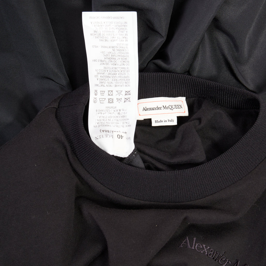 ALEXANDER MCQUEEN 2021 Hybrid Flared Back black cotton jersey dress IT40 S