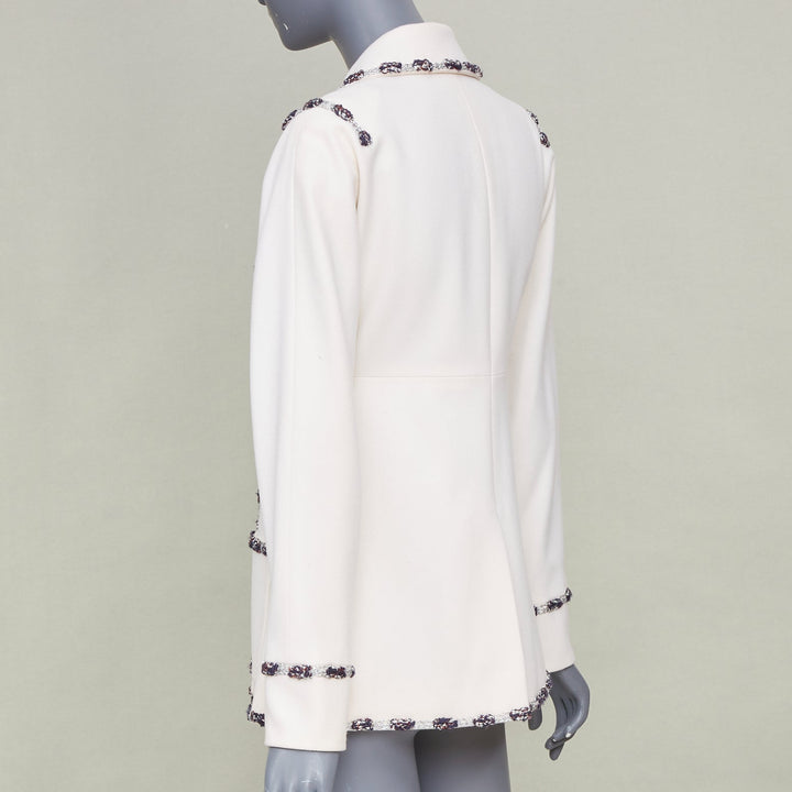CHANEL 2012 Runway Paris Bombay embroidered double breasted knit jacket FR36 S
