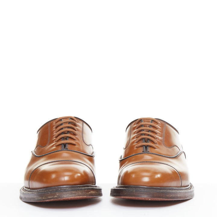 CHURCH'S Lancaster sandalwood tan brown polished binder welted oxford UK5 E