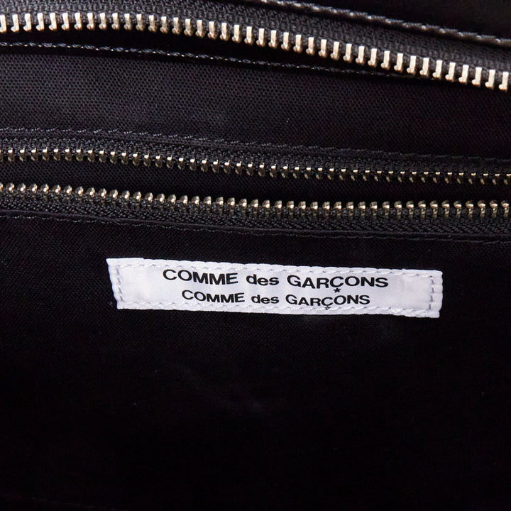 COMME DES GARCONS CDG black buffed faux leather foldover duffle bag