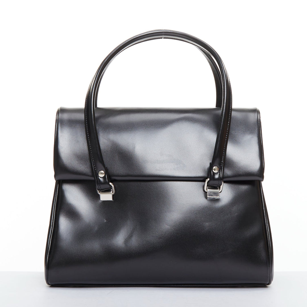 COMME DES GARCONS CDG black buffed faux leather foldover duffle bag