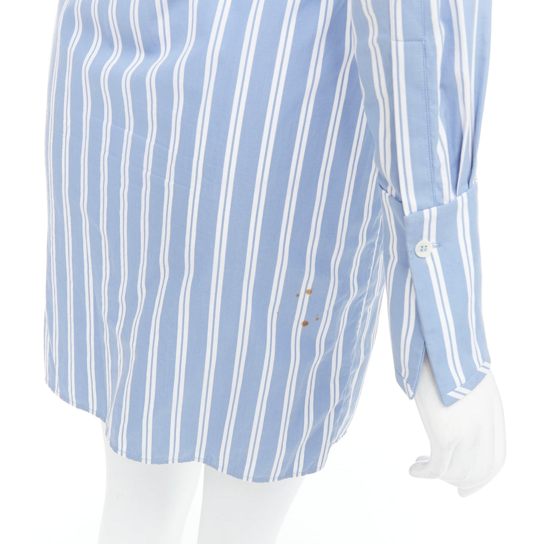 VVB VICTORIA BECKHAM blue white cotton striped tie shirt dress UK4 XXS