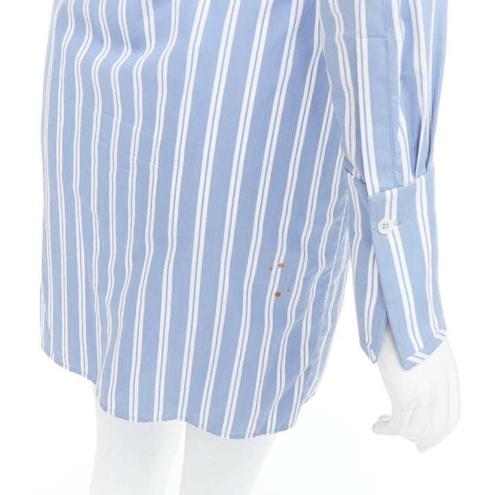 VVB VICTORIA BECKHAM blue white cotton striped tie shirt dress UK4 XXS