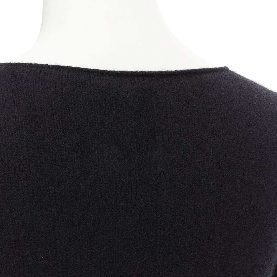 THW ROW black round neck short sleeve flared tunic sweater top XS