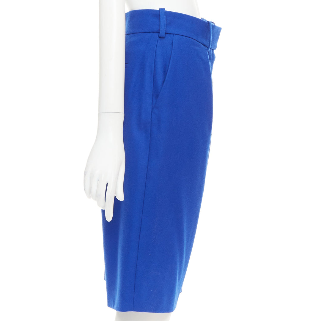 ALEXANDRE VAUTHIER COUTURE AW2022 Runway blue wool felt wide bermuda shorts