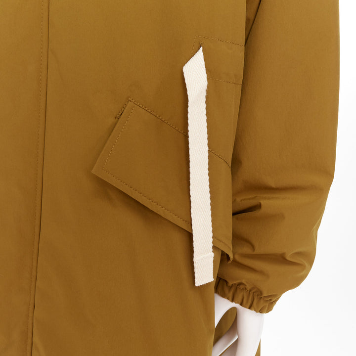 ACNE STUDIOS Oil Yellow Ozzy nylon drawstrings plaid hood fishtail parka FR48 M