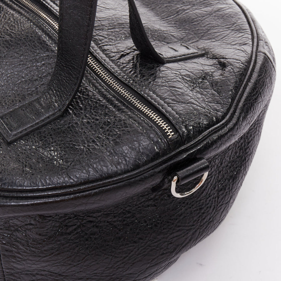 BALENCIAGA 2017 Arena Round Air S Hobo black leather cylinder crossbody bag