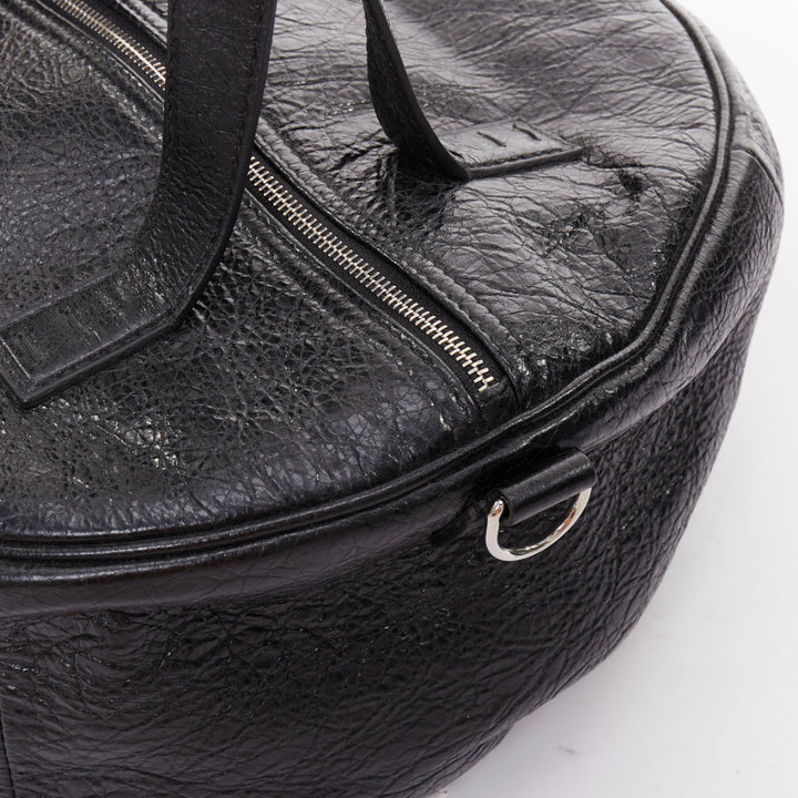 BALENCIAGA 2017 Arena Round Air S Hobo black leather cylinder crossbody bag