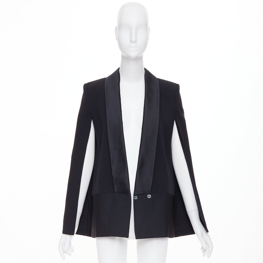 VICTORIA BECKHAM No.13 Runway black silk wool blend cape jacket UK8 S