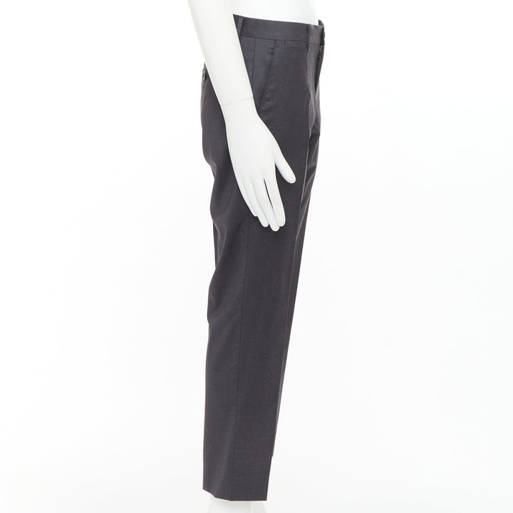 DOLCE GABBANA grey virgin wool blend mid waist cropped dress trousers IT44 XS