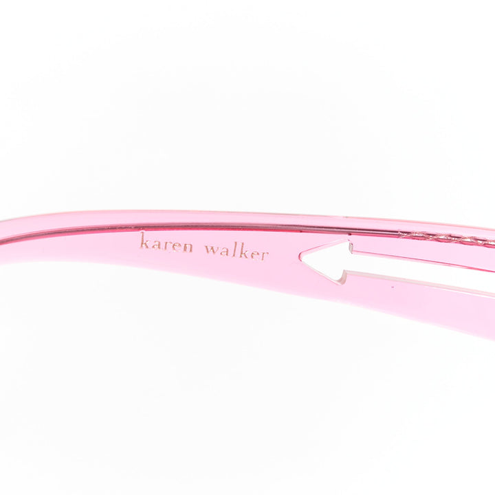 KAREN WALKER Bunny 1101405 clear pink round frame dark blue lens sunglasses