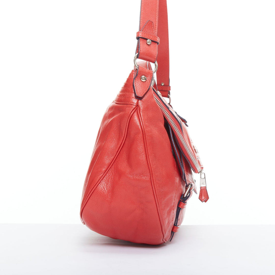 ALEXANDER MCQUEEN Faithful red leather zip biker detail crossbody bag