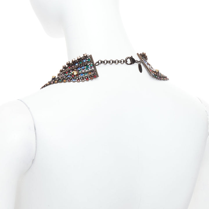 IOSSELLIANI gold multicolor rhinestone crystal encrusted collar necklace