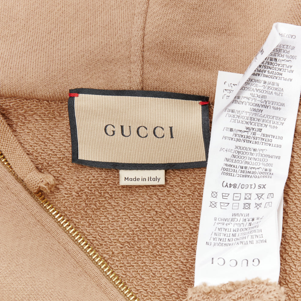 GUCCI Alessandro Michele beige cotton half zip vintage logo pullover XS