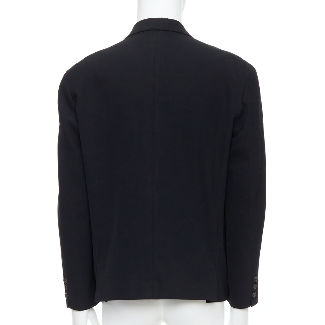 Male mannequin wearing Yohji Yamamoto Black Wool Men Blazers in Size  M | Available at JHROP