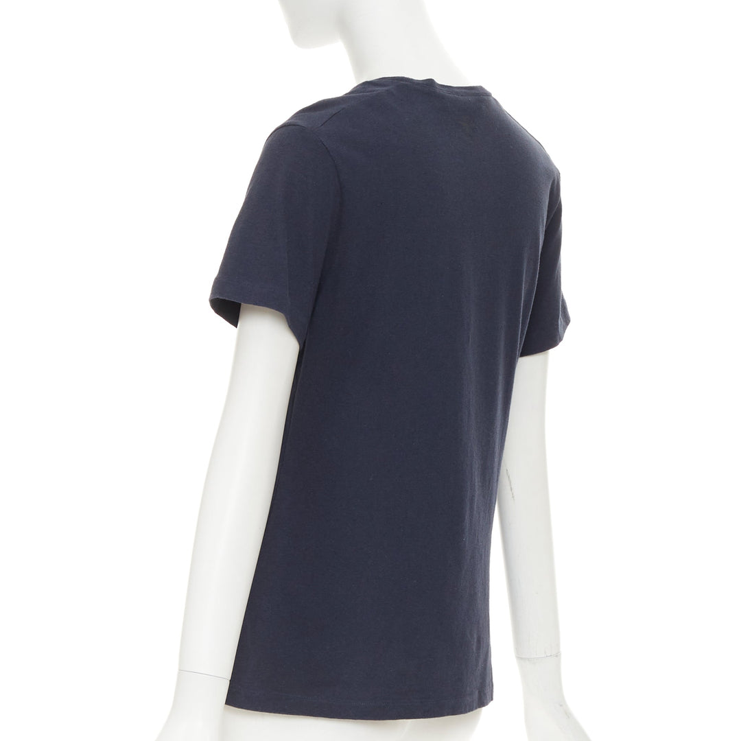 DIOR 2017 Feminist Definition navy cotton linen washed effect tshirt S