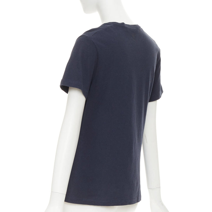 DIOR 2017 Feminist Definition navy cotton linen washed effect tshirt S
