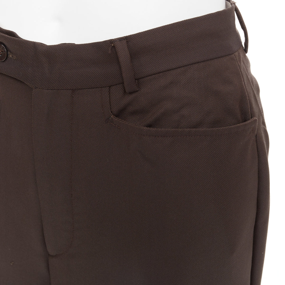 GUCCI Tom Ford chocolate brown curved pocket high waist flare trousers IT40 S