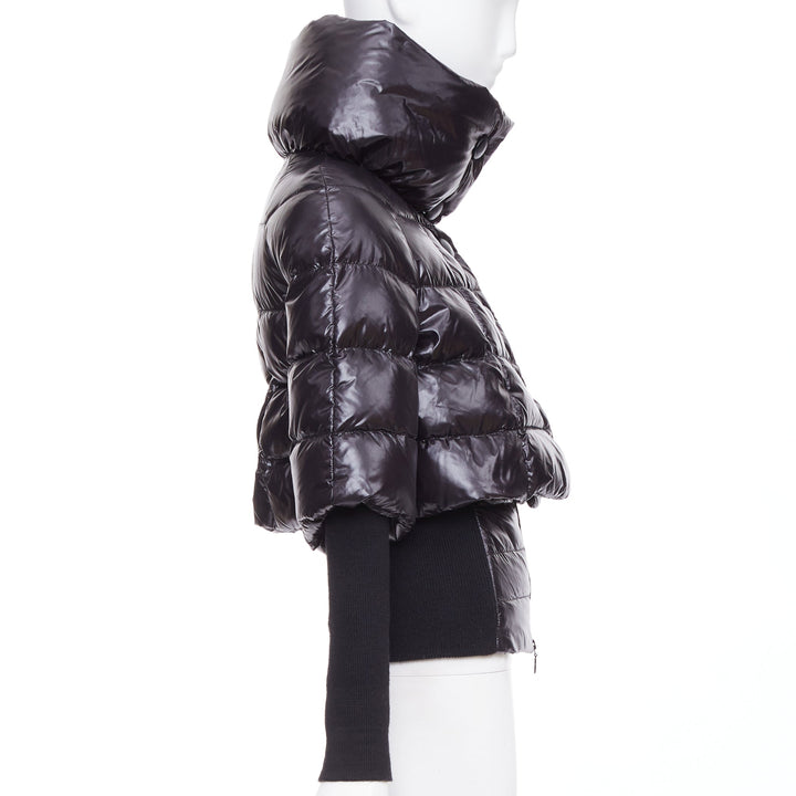 MONCLER Norme Afnor G32-003 black nylon layered high neck puffer jacket Sz.0 XS