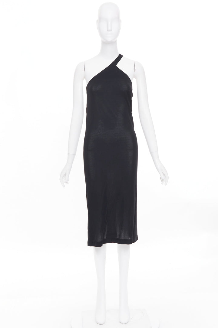 CHLOE Vintage noir viscose one shoulder asymmetrical cocktail dress FR36 S