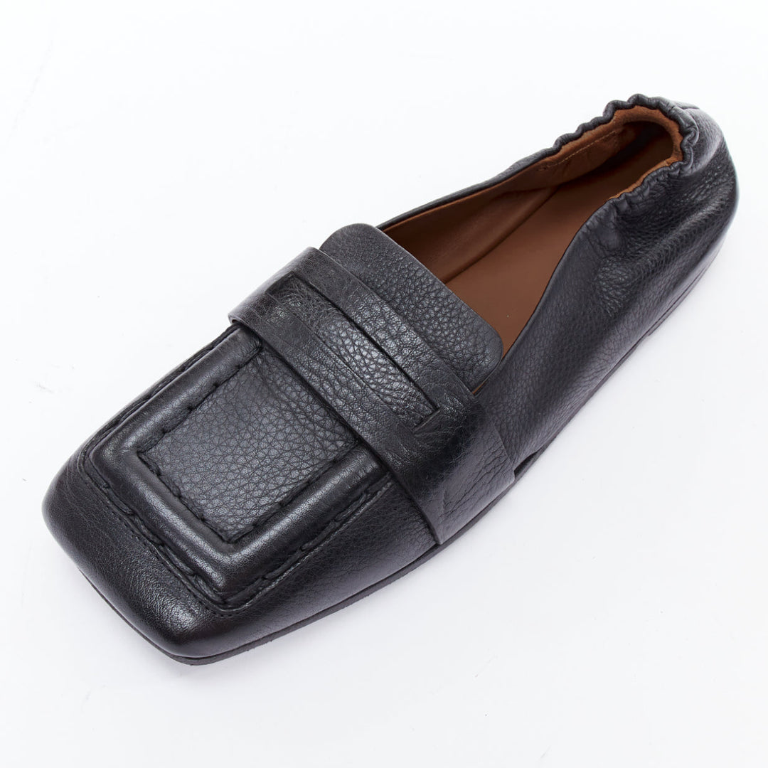 MARSELL Spatolona black square toe elastic back flat loafers EU38