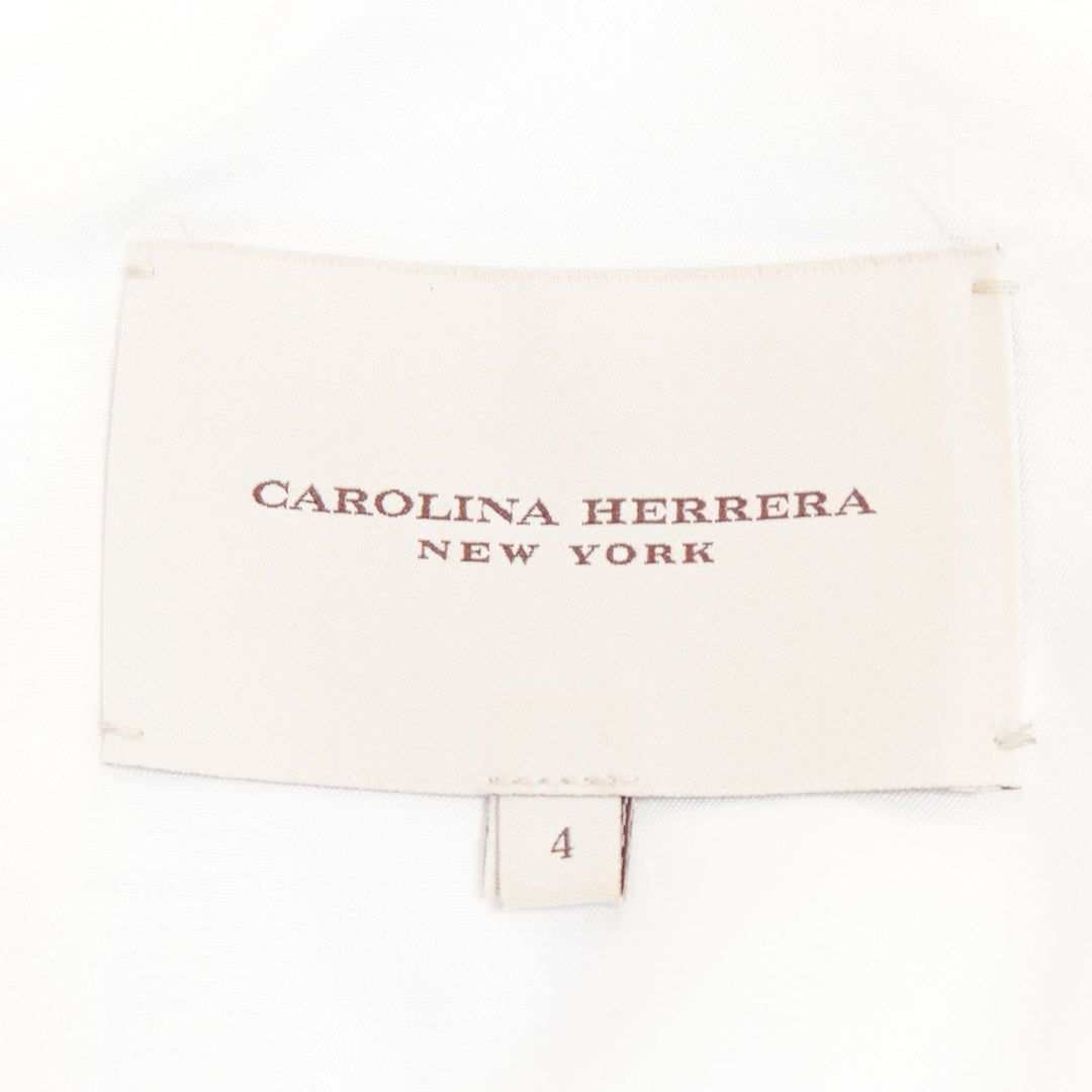 CAROLINA HERRERA light blue floral collage print sleeveless faille dress US4 S