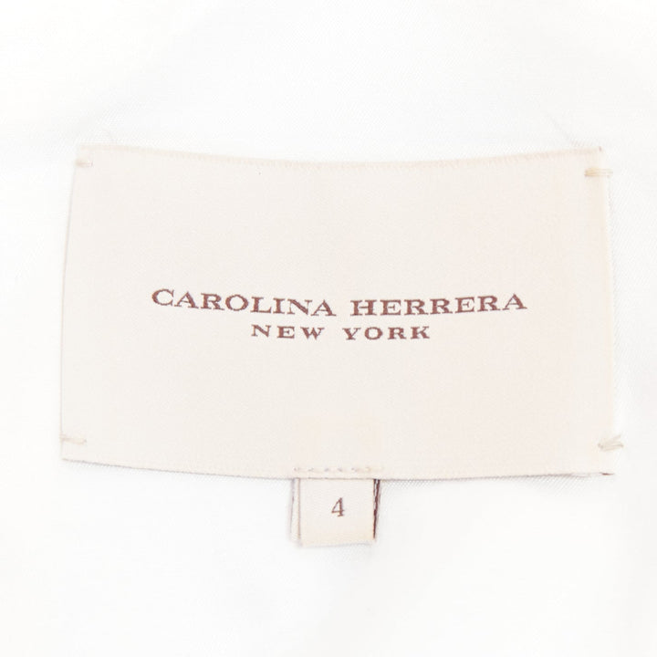 CAROLINA HERRERA light blue floral collage print sleeveless faille dress US4 S