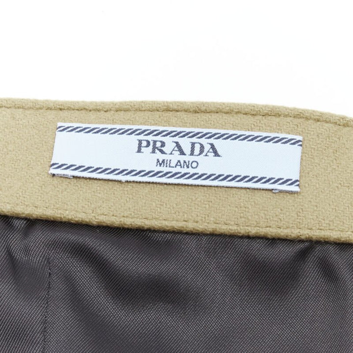 PRADA 2018 brown Sports Logo rubber badge wool strapless bustier S