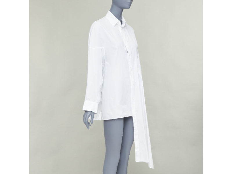 YOHJI YAMAMOTO white cotton oversized asymmetric high low hem shirt JP2 M