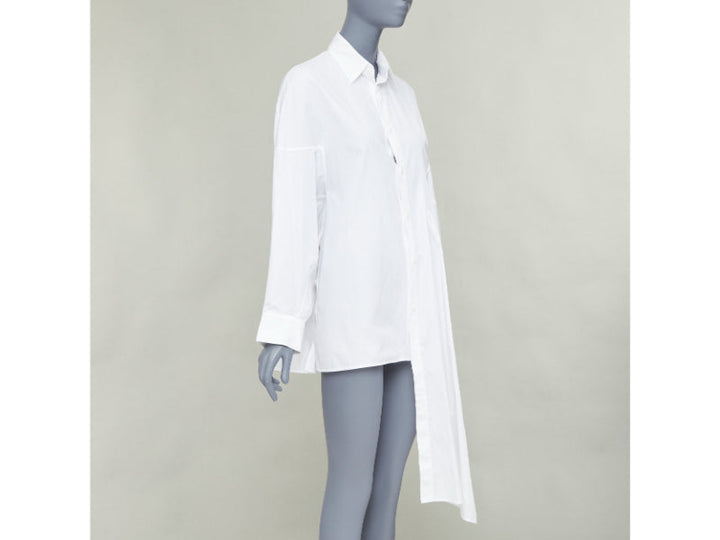 YOHJI YAMAMOTO white cotton oversized asymmetric high low hem shirt JP2 M