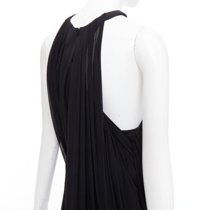SAINT LAURENT 2023 black halter goddess grecian draped gown dress FR38 M
