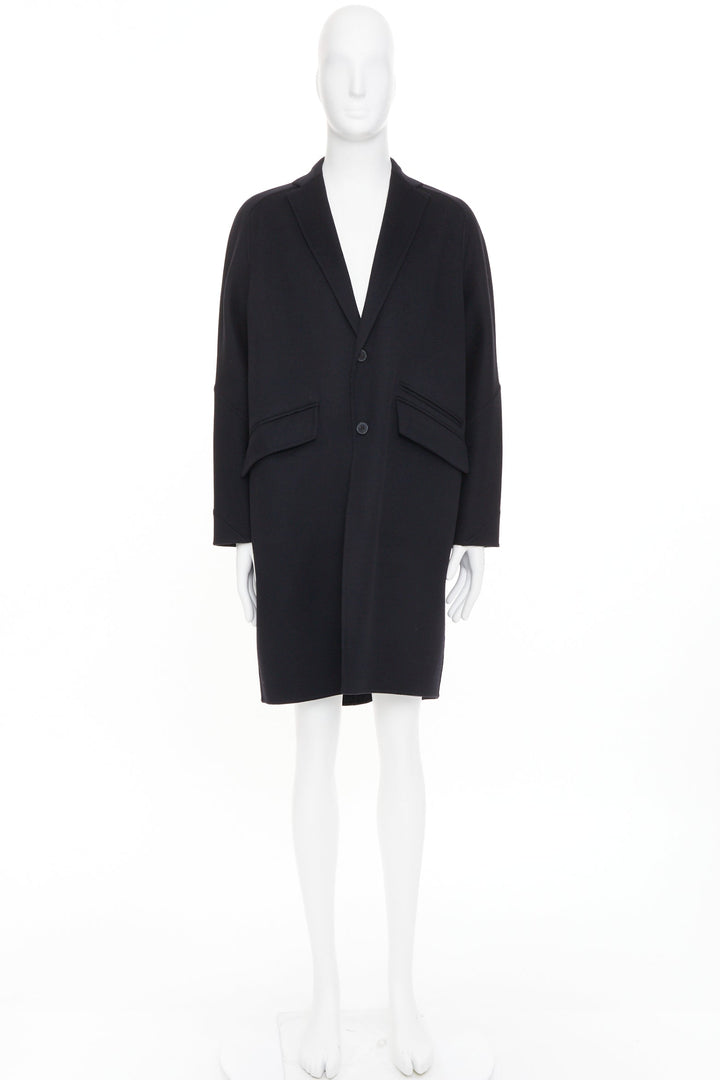 VALENTINO black virgin wool cashmere button flap pocket notch lapel coat IT44 XS