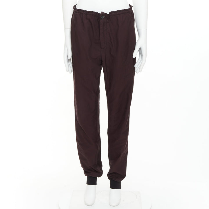 LANVIN dark purple plum drawstring waist tapered jogger pants FR46 S
