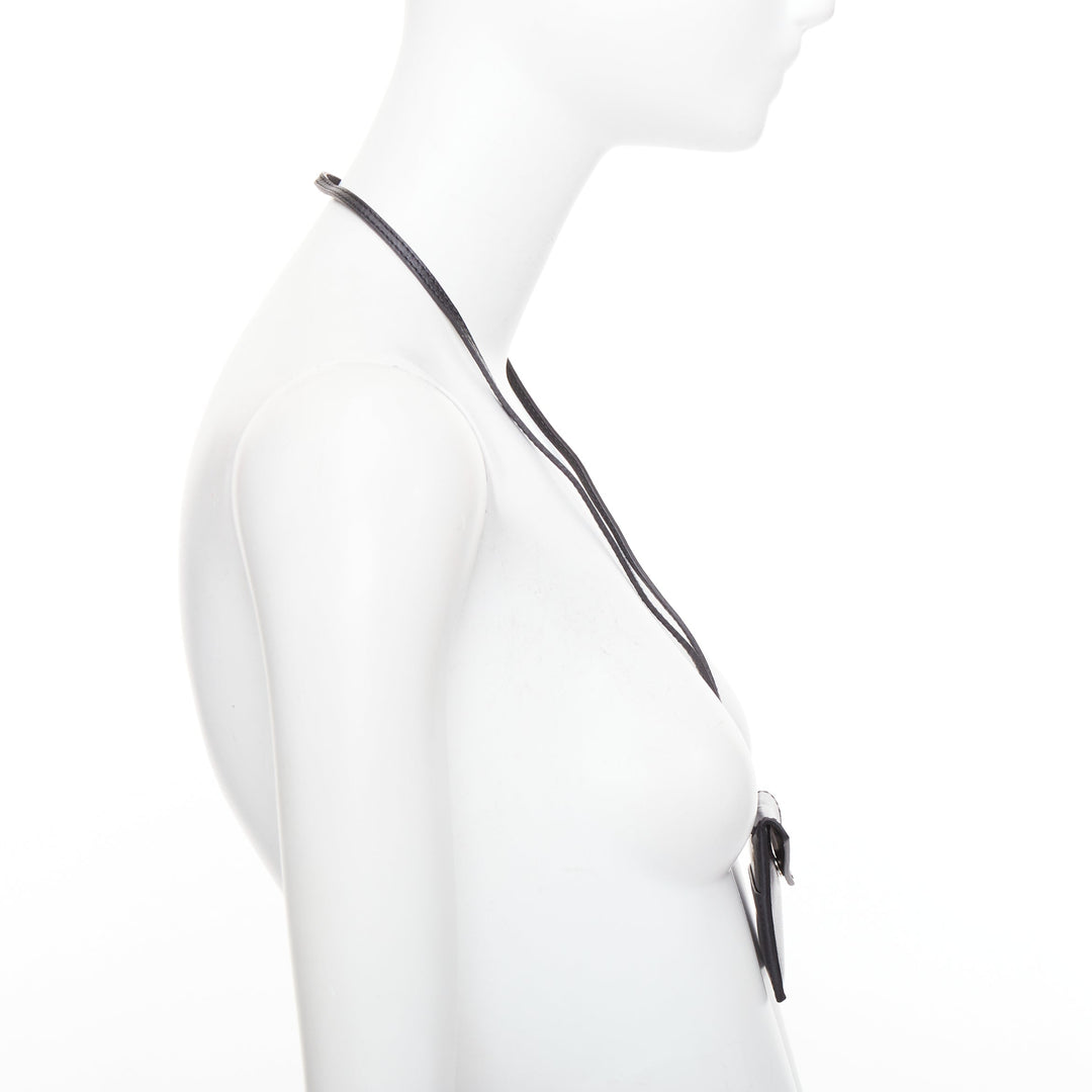 GIAMBATTISTA VALLI black leather mini envelop pouch necklace