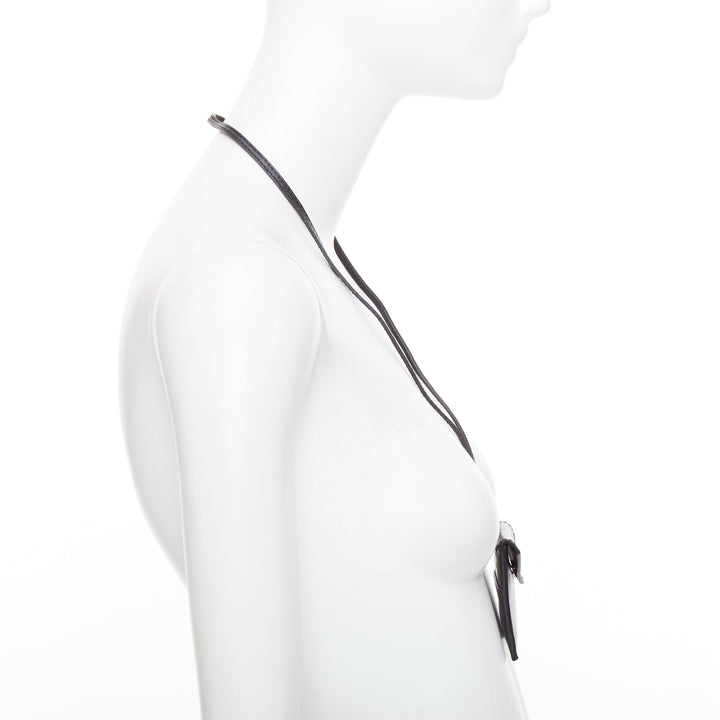 GIAMBATTISTA VALLI black leather mini envelop pouch necklace