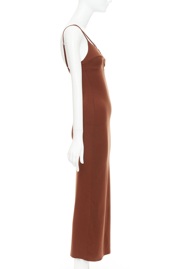 REFORMATION Lainey  brown tencel blend elastic spaghetti strap bodycon dress XS
