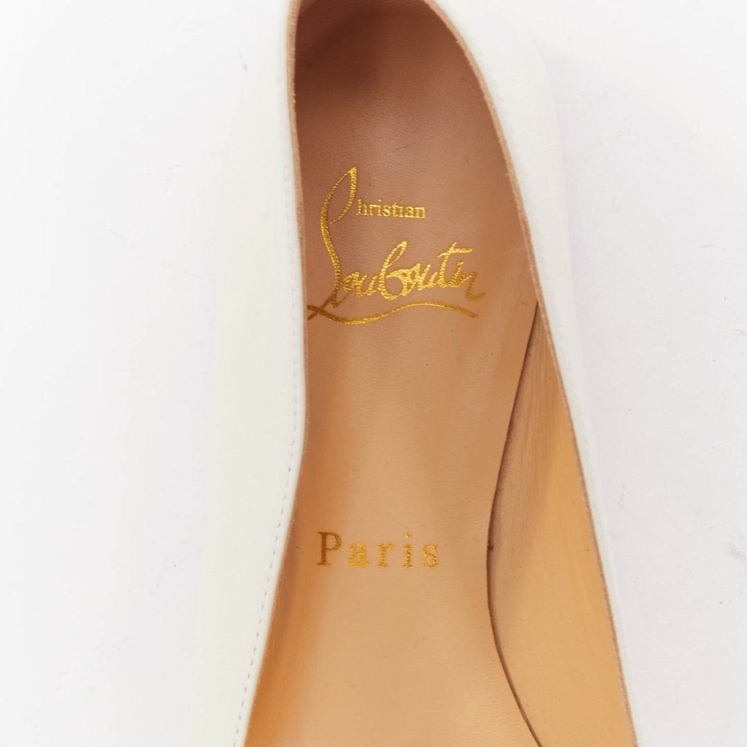 CHRISTIAN LOUBOUTIN Ballalla white leather point toe ballerina flats EU38