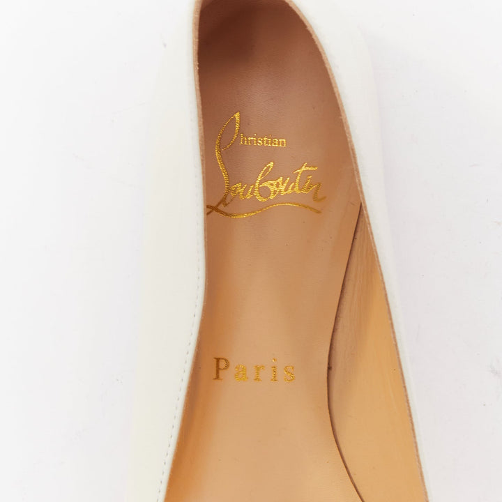 CHRISTIAN LOUBOUTIN Ballalla white leather point toe ballerina flats EU38