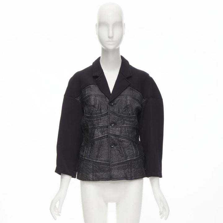 vintage Runway COMME DES GARCONS '90 black patchwork scuba blazer jacket S