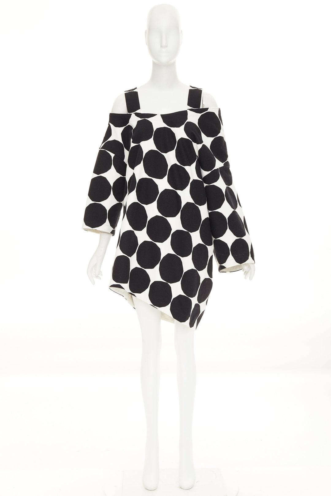 JUNYA WATANABE MARIMEKKO 2018 Runway black white polka dot asymmetric dress XS