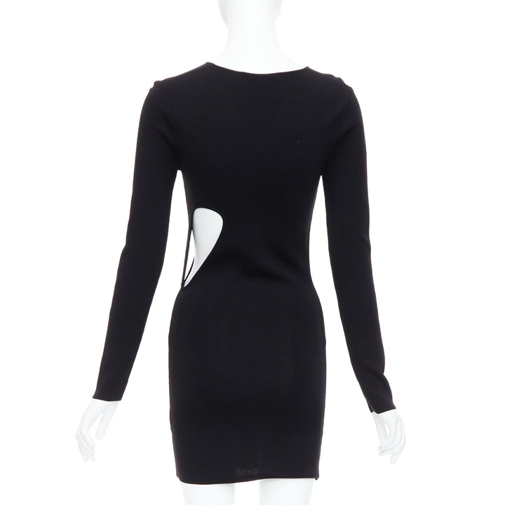 ROHE black viscose blend cut out bodycon mini dress IT34 XXS