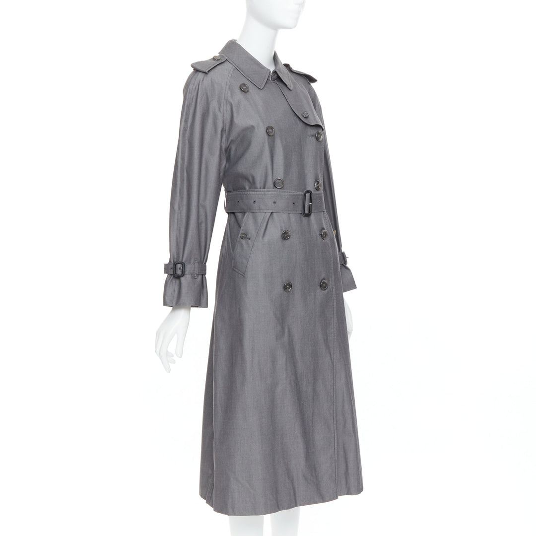 BURBERRY Vintage Made To Measure grey cotton trench coat UK12 L