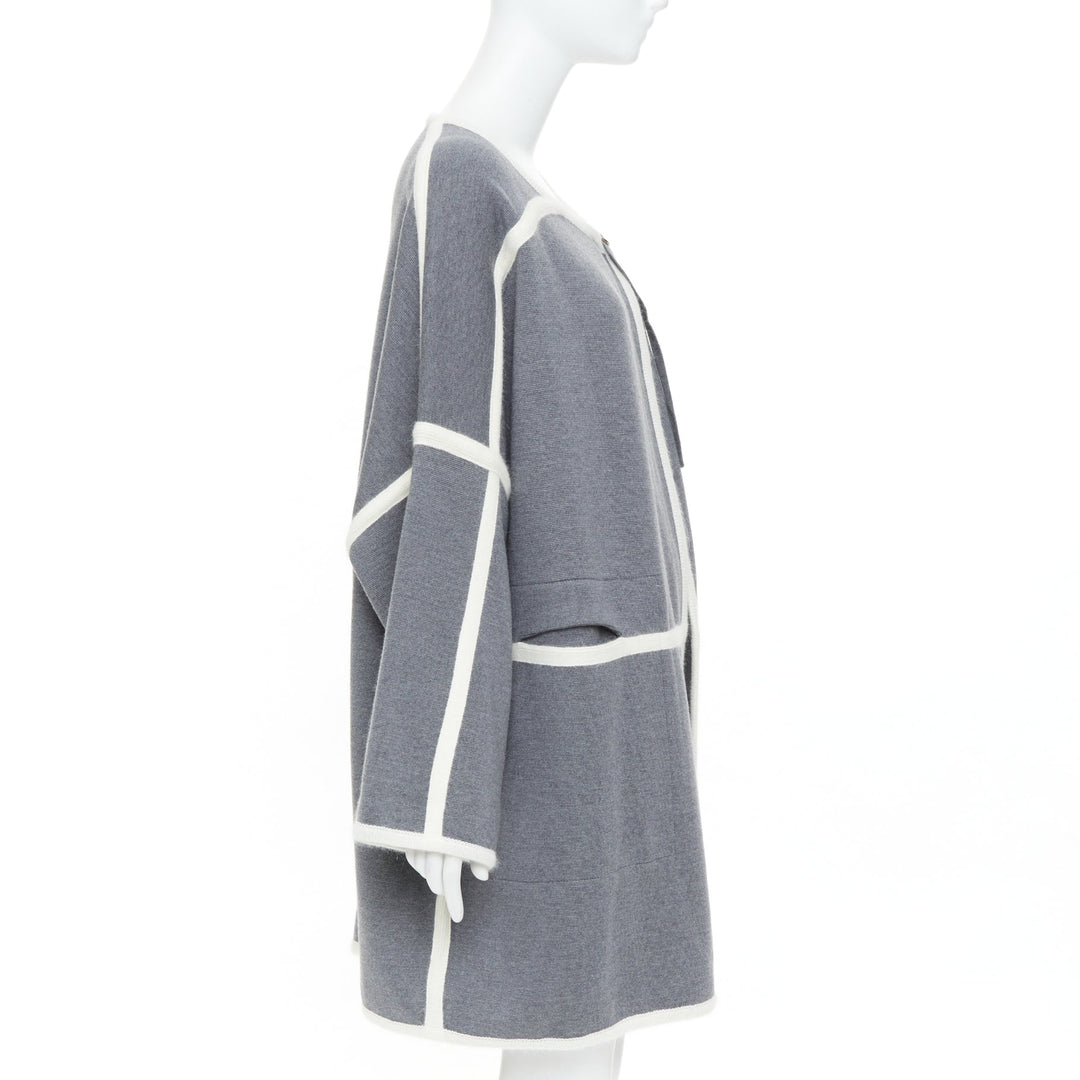CHLOE 2014 Runway anthracite cage virgin wool angora cape coat S